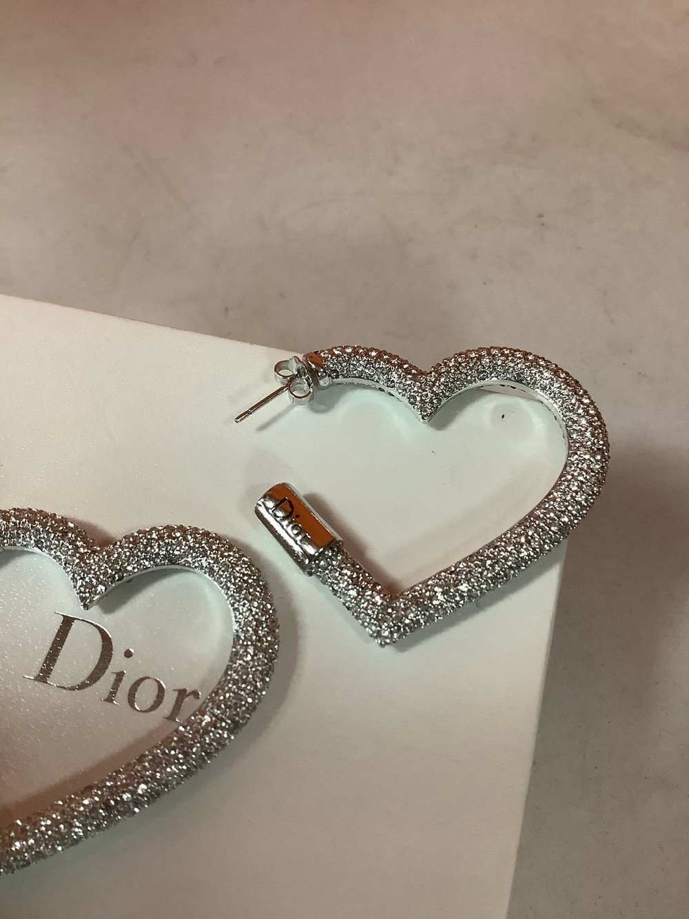 Dior Silver-tone Rhinestones Hoops - Picture 5 of 7